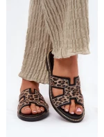 Kožené Ploché Pantofle S Panteřím Vzorem Zazoo 40383 Černé