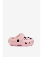 Pěnové Dětské Přezůvky Vyhřívané S Kožešinou S Připínáky Růžové Cerelle