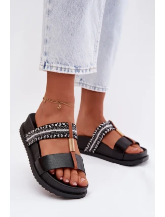 Dámské páskové platformové nazouváky Tahlia Černé