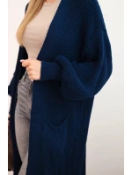 Dlouhý kardigan 34855 svetr tmavě modrý - Kesi Dlouhý kardigan 34855 svetr tmavě modrý - Kesi
