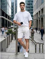 Pánské teplákové kraťasy se šňůrkou, bílé, FashionStreet SX2630