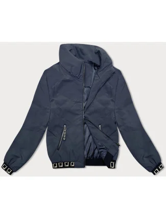 Tmavě modrá krátká dámská bunda se stojáčkem (5M3161) Tmavě modrá krátká dámská bunda se stojáčkem (5M3161)