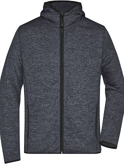 Daiber JN 589 Pánská pletená fleecová bunda s kapucí 02.0589 dark melange/black