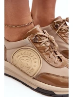 Kůže Sportovní Boty Na Platformě Maciejka 06191-04 Bežová