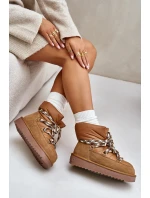 Dámské Sněhule Z Hladké Kůže S Hrubým Šněrováním D.Franklin DFSH375003 Hnědé