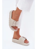 Dámské Pěnové Pantofle Na Platformě S Přezkou Béžové Viasara Dámské Pěnové Pantofle Na Platformě S Přezkou Béžové Viasara