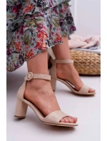 Dámské Sandály Na Podpatku Semišové Béžové Lexi