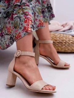 Dámské Sandály Na Podpatku Semišové Béžové Lexi