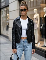 Dámská bunda ve stylu Ramones z ekologické kůže, černá, FashionStreet TY5730 Dámská bunda ve stylu Ramones z ekologické kůže, černá, FashionStreet TY5730