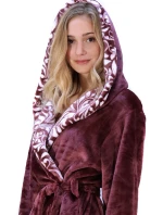 Dámský župan Flora s kapucí 39564853 jednobarevný mauve wine - Vestis