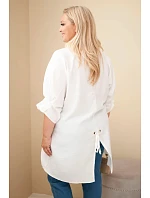 Dámská Plus Size bavlněná košile s knoflíky a límečkem ecru Dámská Plus Size bavlněná košile s knoflíky a límečkem ecru