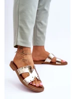 Zazoo 40326 Dámské žabky s ozdobnými výřezy Zlaté