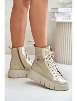 Kožené Boty Na Platformě Maciejka 06751-25 Zlaté