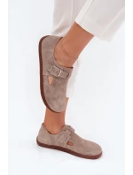 Semišové Polobotky Barefoot Dámské S Přezkou Zazoo N1261 Béžové