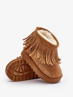 Zateplené dětské sněhule s ozdobnými třásněmi Camel Nimia