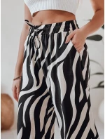 Dámské pruhované kalhoty se širokými nohavicemi ZEBRAVIBE béžovo-černé FashionStreet UY2653 Dámské pruhované kalhoty se širokými nohavicemi ZEBRAVIBE béžovo-černé FashionStreet UY2653
