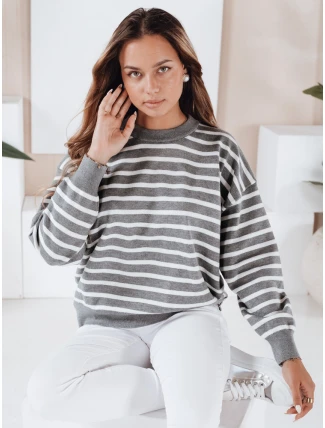 FashionStreet šedý pruhovaný dámský svetr MY2540 FashionStreet šedý pruhovaný dámský svetr MY2540