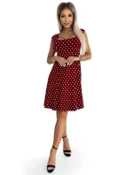 241-3 Bavlněné šaty STELLA se vsazeným výstřihem - Bordeaux s puntíky 241-3 Bavlněné šaty STELLA se vsazeným výstřihem - Bordeaux s puntíky