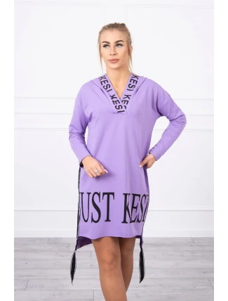 Šaty s kapucí a potiskem fialové Šaty s kapucí a potiskem fialové