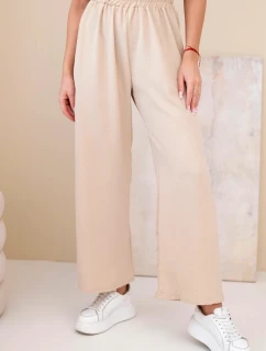 Kalhoty s širokým nohavicím tmavě béžové