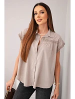 Dámská bavlněná košilová halenka s krajkou a krátkým rukávem fango Dámská bavlněná košilová halenka s krajkou a krátkým rukávem fango