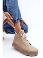 Ocieplané Kožené Boty Dámské Na Platformě Bežové Lemar Jevette Ocieplané Kožené Boty Dámské Na Platformě Bežové Lemar Jevette