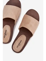 Dámské pantofle s zlatými sponami béžové Ferinna