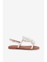 Dámské sandály Ploché S Dekorativními Květinami Bílé Noemia