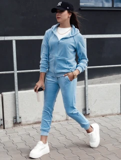 Dámský velurový komplet bez zipu VELCOMFY modrý FashionStreet AY1078