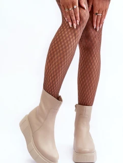 Dámské kožené boty na platformě Bežové Jenefer