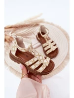 Dívčí sandály gladiátorky se zlatým detailem béžové Vesira