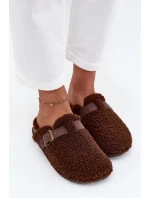 Dámské pantofle s kožešinou typu beránek Hnědé Lorivine
