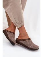 Ženské pantofle s výšivkou Inblu NL000009 tmavě béžové