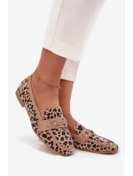 Dámské mokasíny/loafersy s panteřím vzorem Evelora – béžové