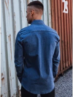 Pánská modrá džínová košile FashionStreet DX2589 Pánská modrá džínová košile FashionStreet DX2589