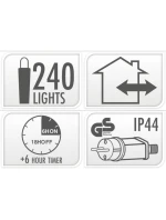 VÁNOČNÍ STROM SVĚTLA SVĚTELNÝ ŘETĚZ 240LED ČASOVAČ VÍCEBAREVNÝ MAKRON