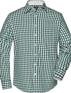 Daiber JN 617 Popelínová kostkovaná košile s dl. rukávem 02.0617 forest green/white