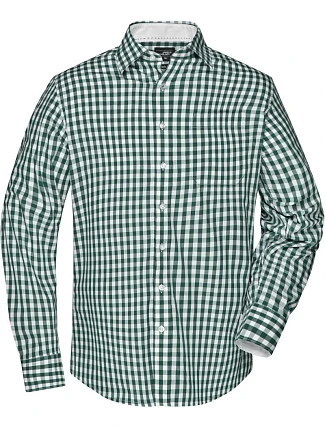 Daiber JN 617 Popelínová kostkovaná košile s dl. rukávem 02.0617 forest green/white