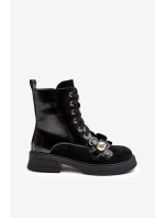 Dámské módní boty se zipem a ozdobami D&A MR870-76 černé Dámské módní boty se zipem a ozdobami D&A MR870-76 černé