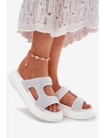 Zdobené Dámské Pantofle Na Platformě Bílé Jestella