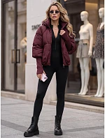 Dámská zimní prošívaná bunda s kapucí TY5898 vínová - FashionStreet