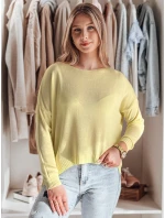 Dámský oversize hladký svetr SENZIA lemon FashionStreet MY2449