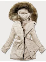 Béžová teplá oboustranná dámská zimní bunda (w610) Béžová teplá oboustranná dámská zimní bunda (w610)