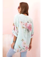 Dámská blůza z bavlny s květinovým vzorem a knoflíky mincovna