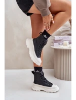 Kožené Zateplené Tenisky Na Masivní Platformě Big Star OO274A599 Černé