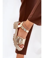 Eko Kožené Sandály Dámské S Přezkou Zlaté Gofielle