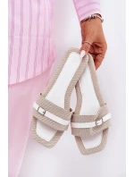 Plné Dámské Sandály S Páskem A Přezkou Béžovo-Bílé Zilina