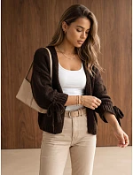 Dámský oversize kardigan bez zapínání, čokoládová barva, FashionStreet MY2564 Dámský oversize kardigan bez zapínání, čokoládová barva, FashionStreet MY2564