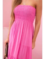 Dámské viskózové šaty s elastickým topem růžový