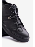 Kožené Zateplené Botky Sneakersy Pánské Lee Cooper Černé LCJ-24-33-2913